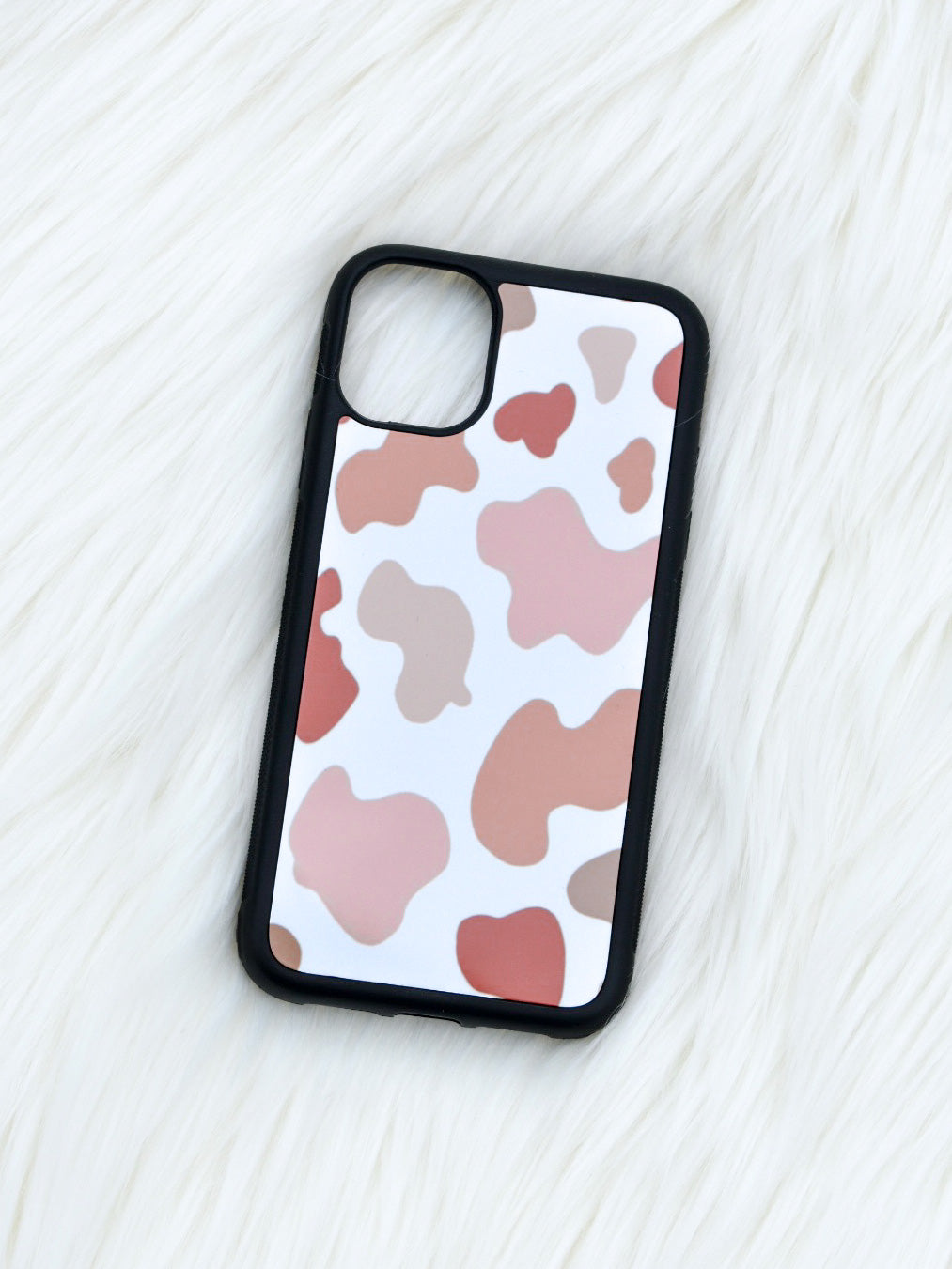 Cow Print Pink Tan Brown iPhone Case