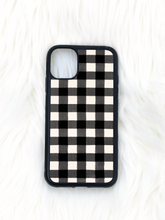 Load image into Gallery viewer, Black &amp; White Buffalo Plaid iPhone Case
