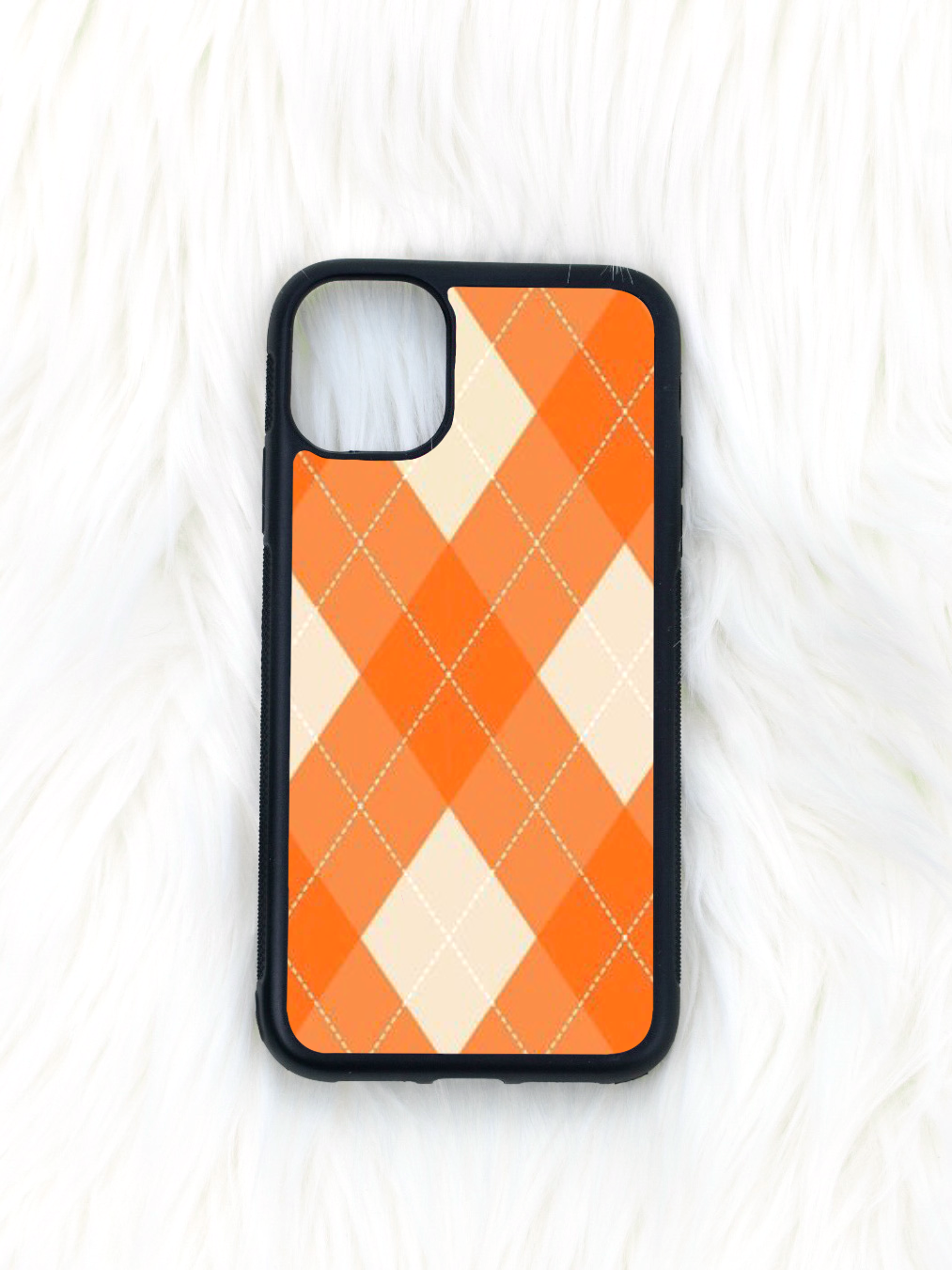 Cream & Orange Argyle iPhone Case