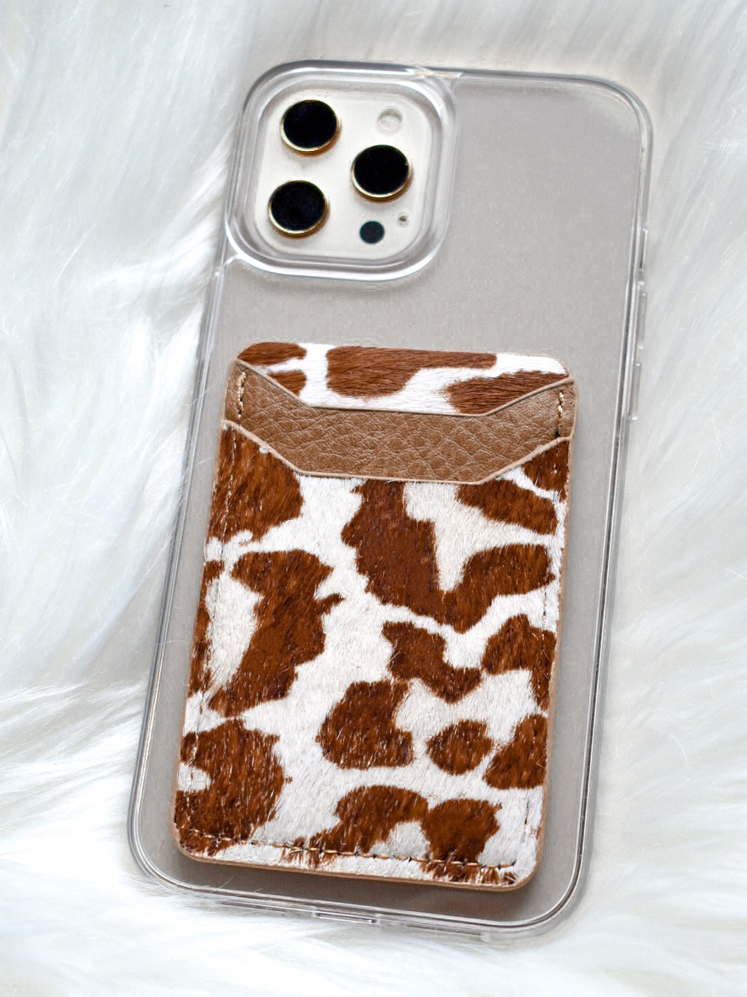 Cowhide Stick On Phone Wallet